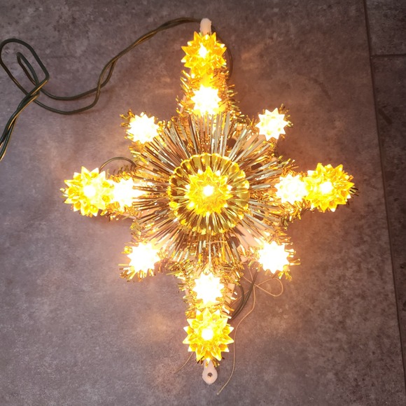 Vtg Christmas Blinking Star of Bethlehem Tree Topper Tinsel Liberty Bell Working - Picture 1 of 8